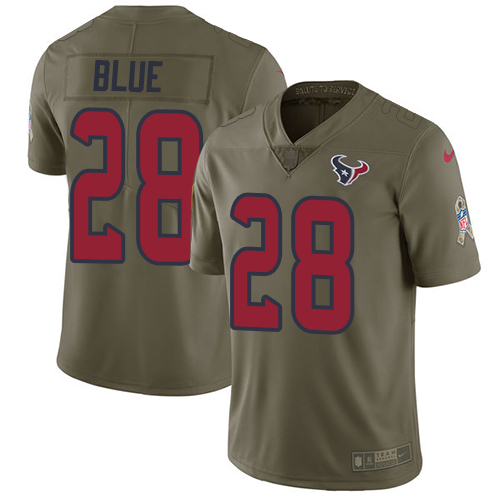Nike Texans #28 Alfred Blue Olive Men's Stitched NFL Limited Salute to Service Jersey - Click Image to Close